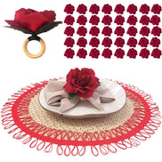 Maison Charlô | Wholesale Set of 40 Wholesale Red Colombiana Rose Flower Rosebud Napkin Rings Ecofriendly Pack