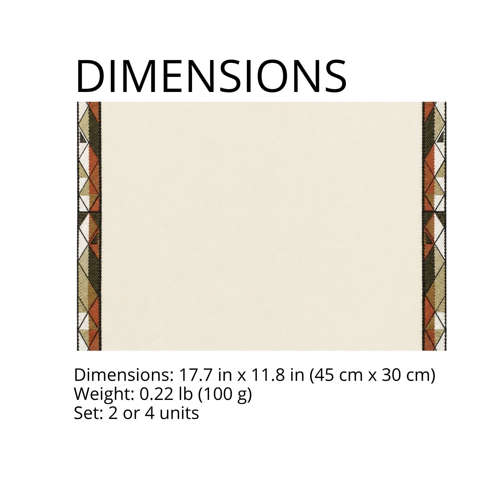Charlo’s Set of 4 Rectangular Placemats Africa Beige Embroidery 18
