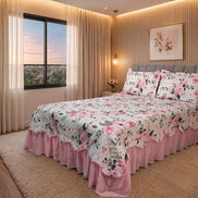 Kit Cobre-Leito Colcha Belize Casal King – 3 Peças – Rosa Bebê