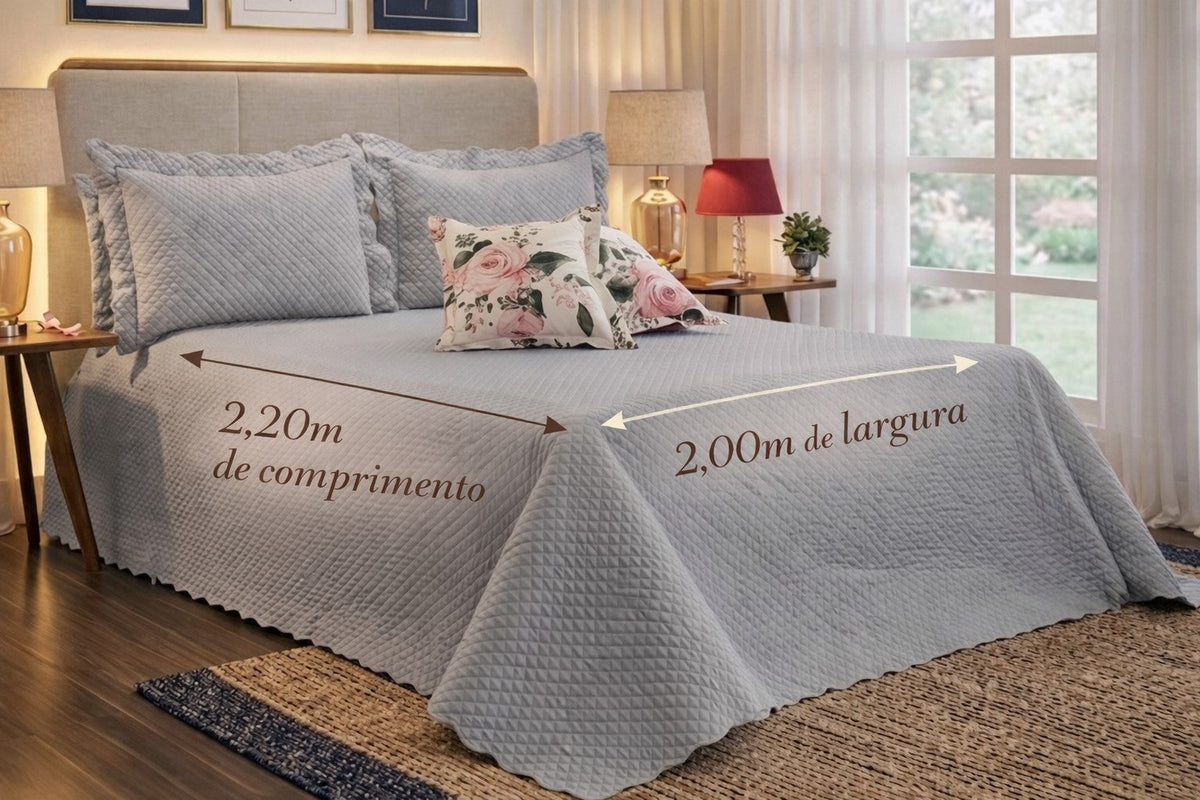 Kit Cobre-Leito Soft Florence Casal Queen Dupla Face – 5 Peças – Cinza