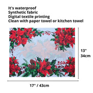 Set of 4 Placemats Christmas Wonderful Flower Cloth Waterproof 17
