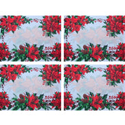 Set of 4 Placemats Christmas Wonderful Flower Cloth Waterproof 17