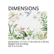 Charlo's Set of 4 Waterproof Rectangular Placemats hummingbird bird 17X13