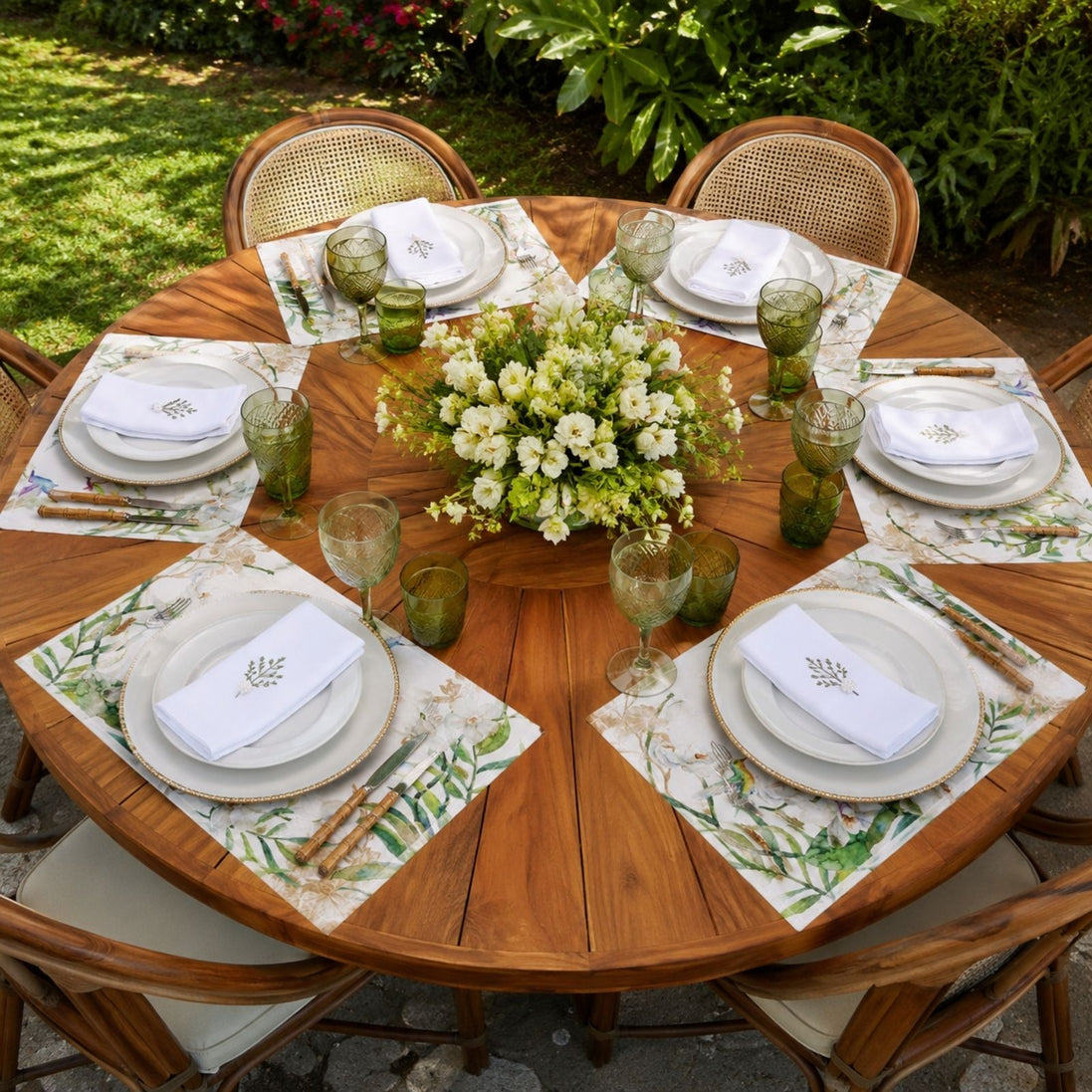 Charlo's Set of 4 Waterproof Rectangular Placemats hummingbird bird 17X13