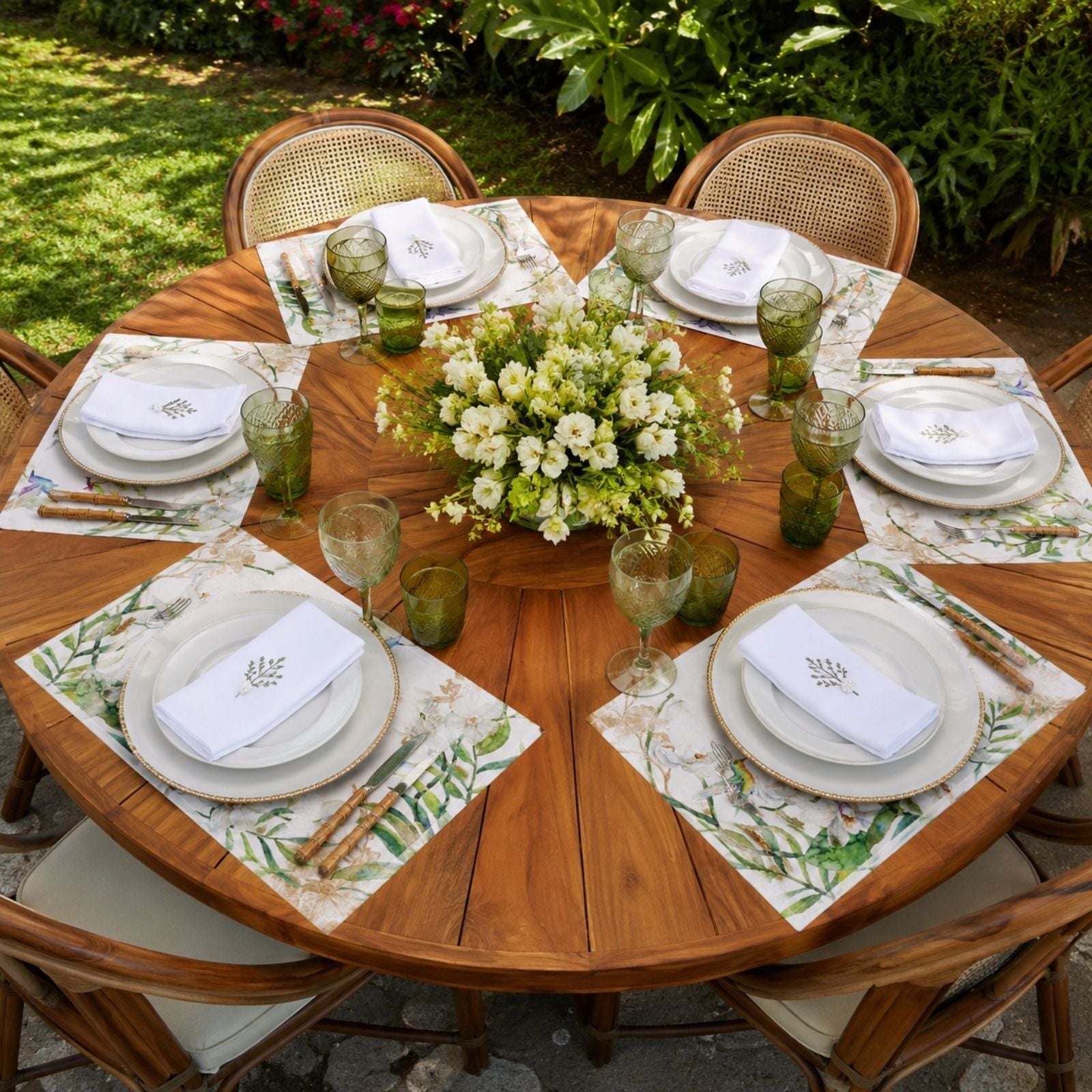 Charlo's Set of 4 Waterproof Rectangular Placemats hummingbird bird 17X13