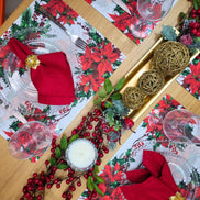 Set of 4 Placemats Christmas Wonderful Flower Cloth Waterproof 17