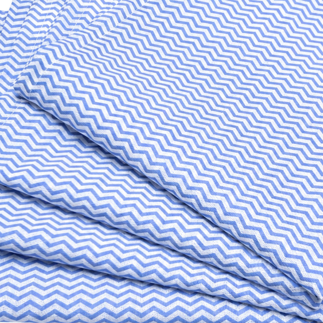 Charlo's Set of 4 Blue Chevron 100% Cotton Cloth Napkins 15" by 15" Washable Reusable