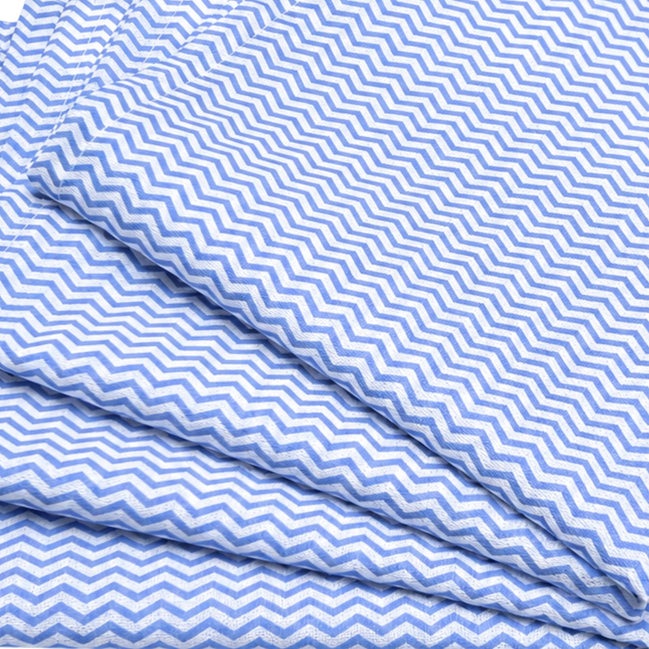 Charlo's Set of 4 Blue Chevron 100% Cotton Cloth Napkins 15" by 15" Washable Reusable
