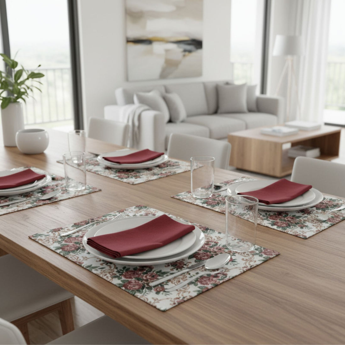 Charlo's Set of 4 Rectangular Placemats Mary Floral 18" x 12"