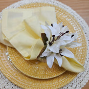 Maison Charlo Set of 4 Off White Lilies Charm Flower Napkin Rings