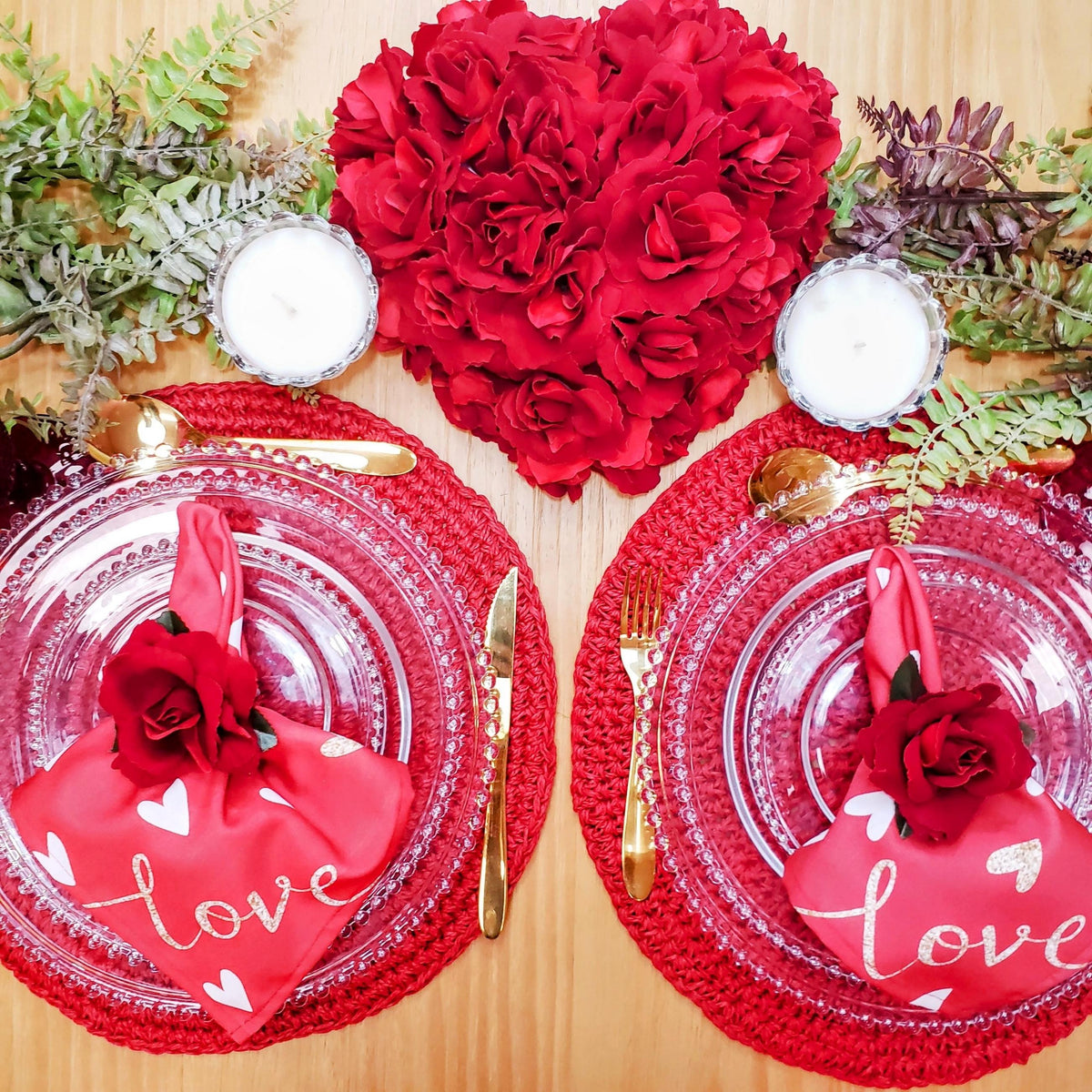 Maison Charlô | Wholesale Set of 40 Wholesale Red Colombiana Rose Flower Rosebud Napkin Rings Ecofriendly Pack