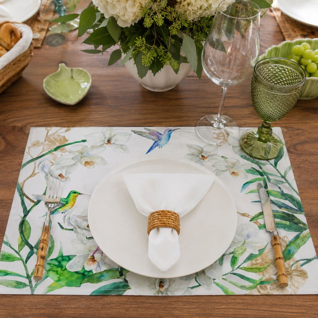 Charlo's Set of 4 Waterproof Rectangular Placemats hummingbird bird 17X13