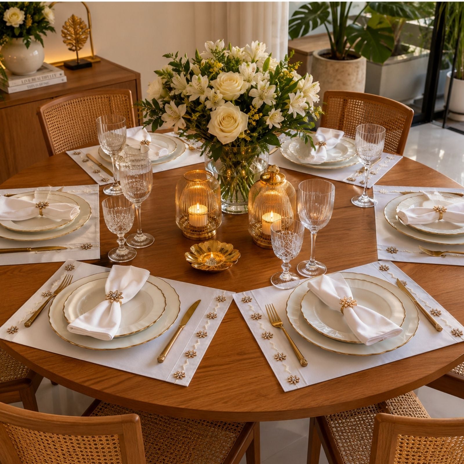 Charlo’s Set of 4 Rectangular Placemats Life White 18