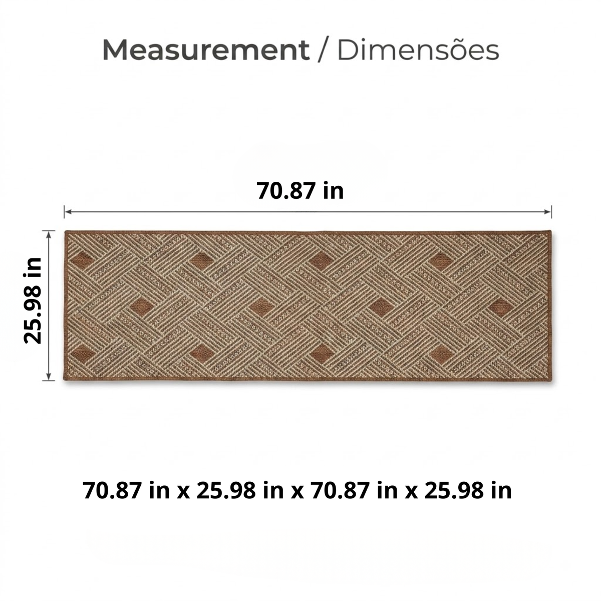 Sisal Lancer Non-Slip Runner Rug 70.87 x 25.98 in