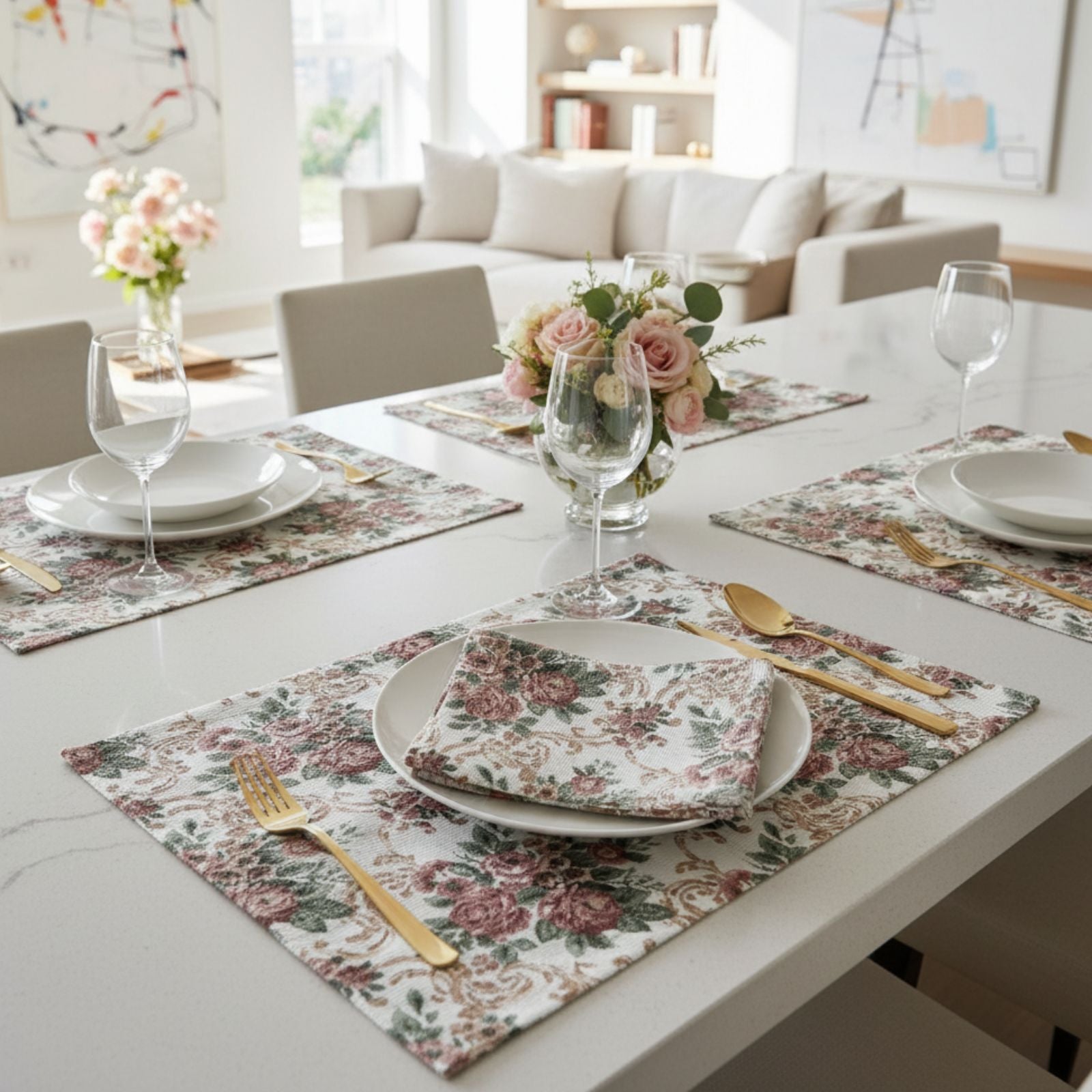 Charlo's Set of 4 Rectangular Placemats Mary Floral 18