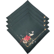 Charlo's Cloth Napkins Set of 4 Green Christmas Arrangement 16