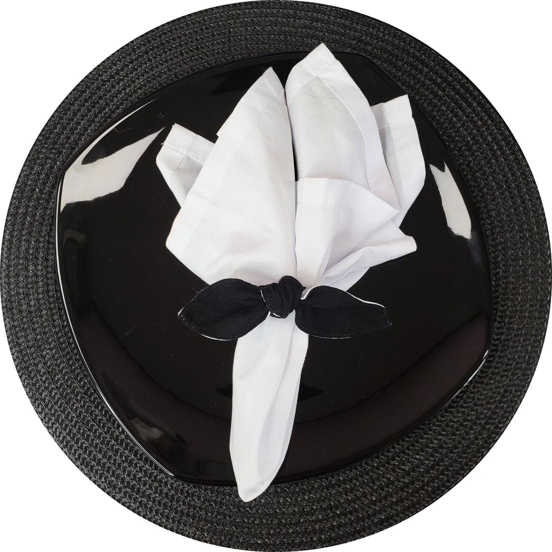Maison Charlo | Set of 6 Ecofriendly Duo Black White Cloth Ties Napkin Rings, Christmas, Easter, Valentine's, Mother's Day