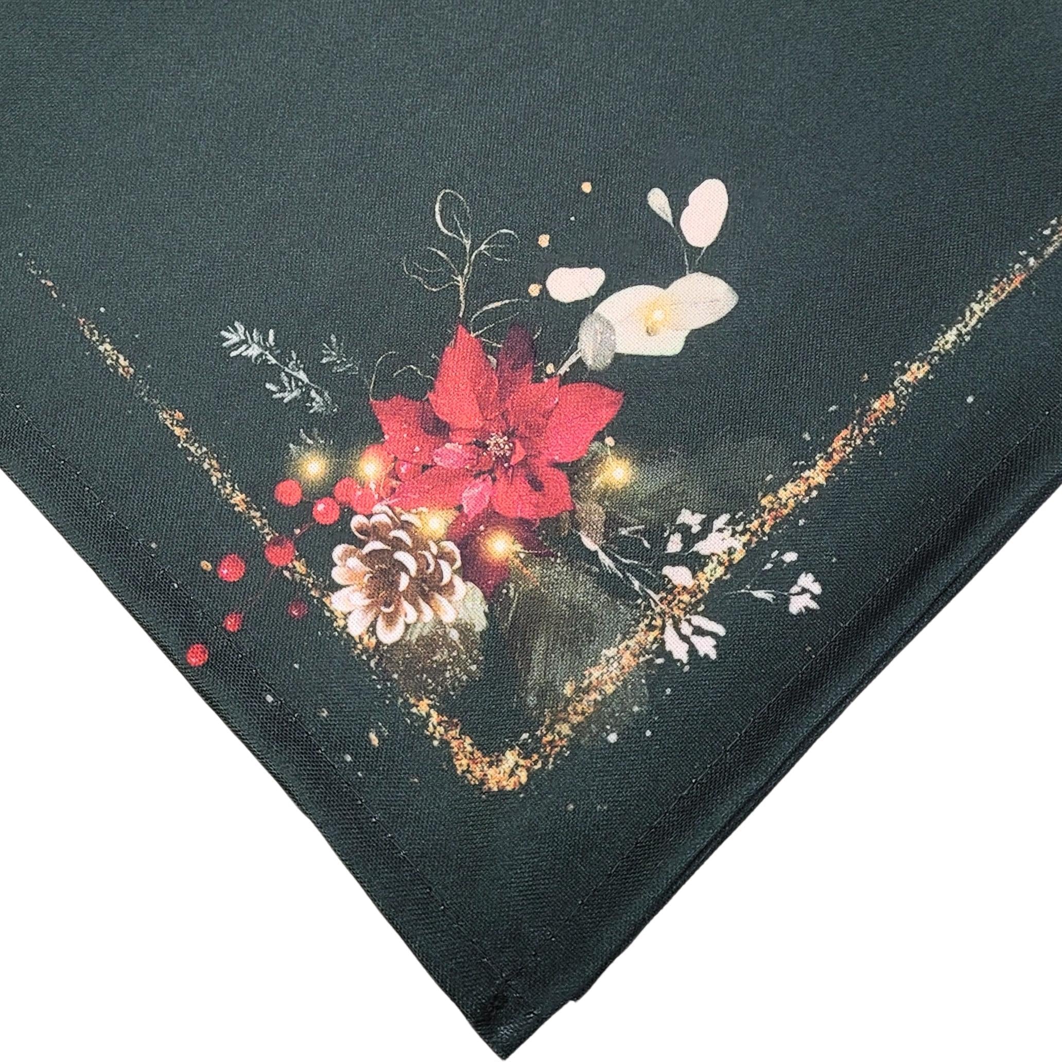 Charlo's Cloth Napkins Set of 4 Green Christmas Arrangement 16