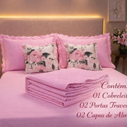 Maison Charlo Soft Florence Reversible Queen Bedspread Set – Pink – 5 Pieces
