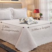 Maison Charlo Soft Florence Reversible Queen Bedspread Set – White – 5 Pieces