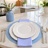 Charlo's Set of 4 Blue Chevron 100% Cotton Cloth Napkins 15