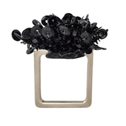 Maison Charlo Set of 2 Black Flower Noir Sequin Napkin Rings