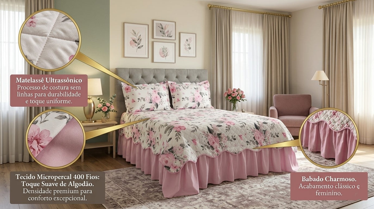Maison Charlo Belize King Bedspread Set – Baby Pink – 3 Pieces