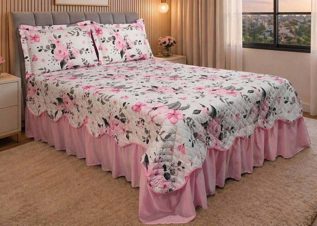 Maison Charlo Belize King Bedspread Set – Baby Pink – 3 Pieces
