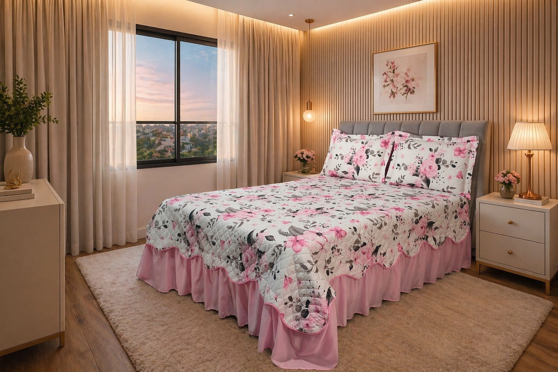 Maison Charlo Belize King Bedspread Set – Baby Pink – 3 Pieces