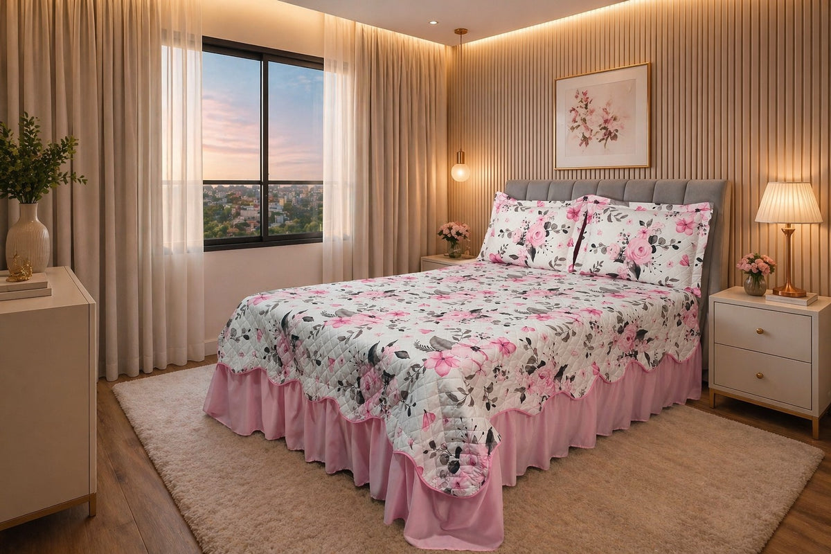 Maison Charlo Belize King Bedspread Set – Baby Pink – 3 Pieces