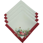Cloth Napkin Set of 4 Christmas Bird Marsala 16