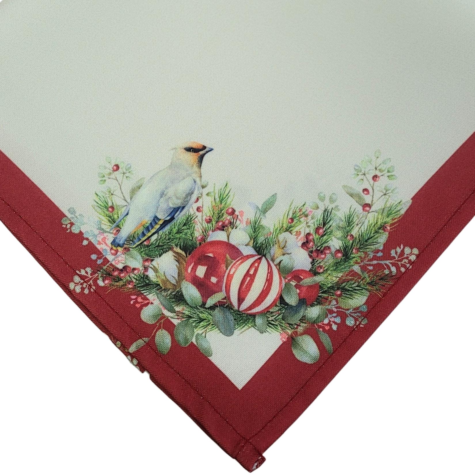 Charlo's Cloth Napkin Set of 4 Christmas Bird Marsala 16
