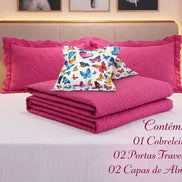 Maison Charlo Soft Florence Reversible Queen Bedspread Set – Pink – 5 Pieces