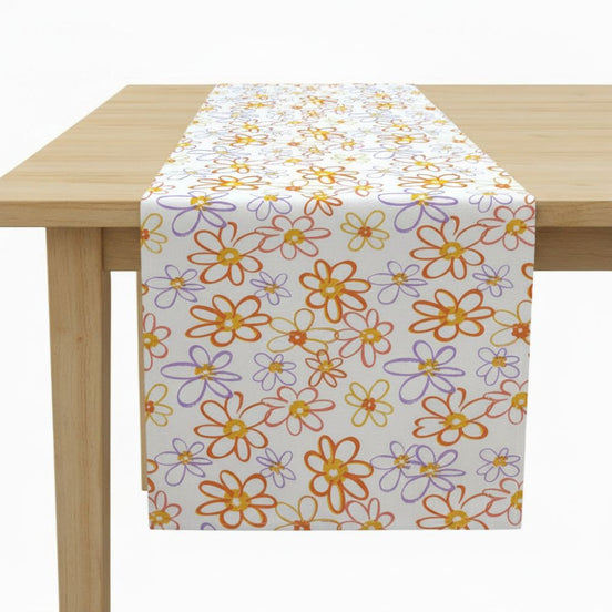 Charlo's Cotton Floral Table Runner Orange and Lilac 18" x 59"