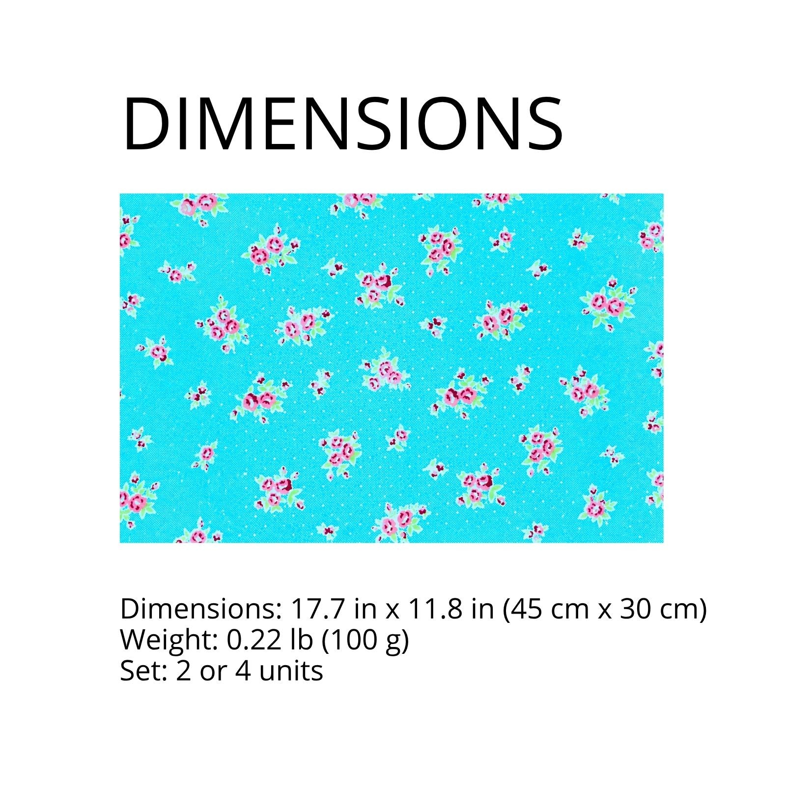 Charlo's Set of 4 Rectangular Placemats Spring Turquoise and Pink 18