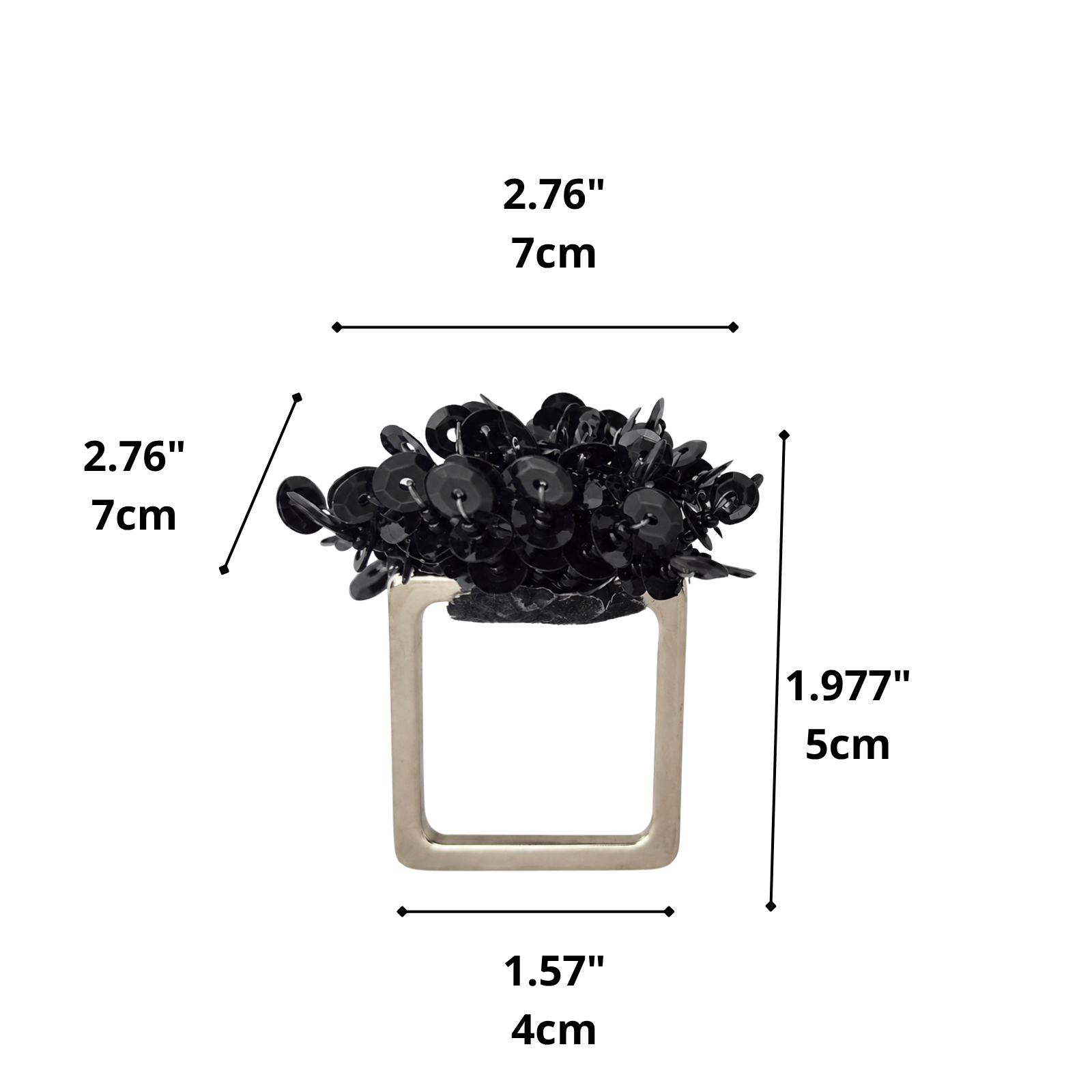 Maison Charlo Set of 2 Black Flower Noir Sequin Napkin Rings