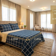 Maison Charlo Soft Madri Reversible Queen Bedspread Set – Navy Blue – 3 Pieces