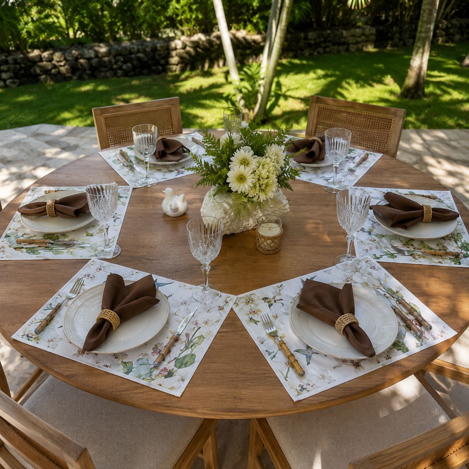 Charlo's Set of 4 Brown 100% Cotton Solid Cloth Napkins 15