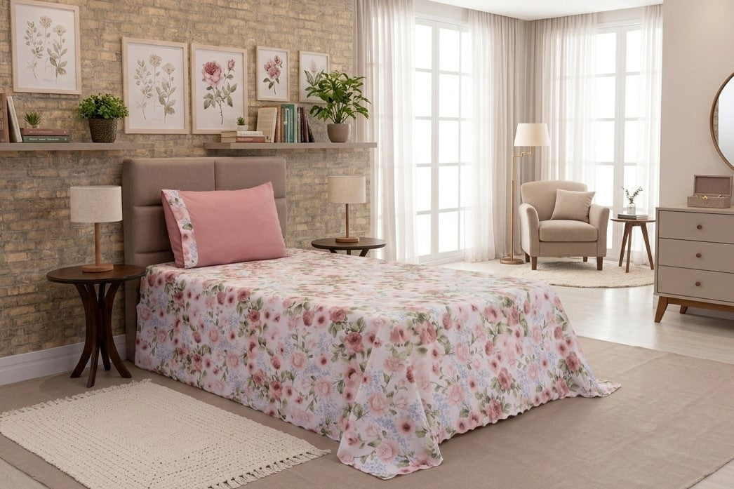 Maison Charlo Bel Single Bedspread Set – Bouquet – 2 Pieces
