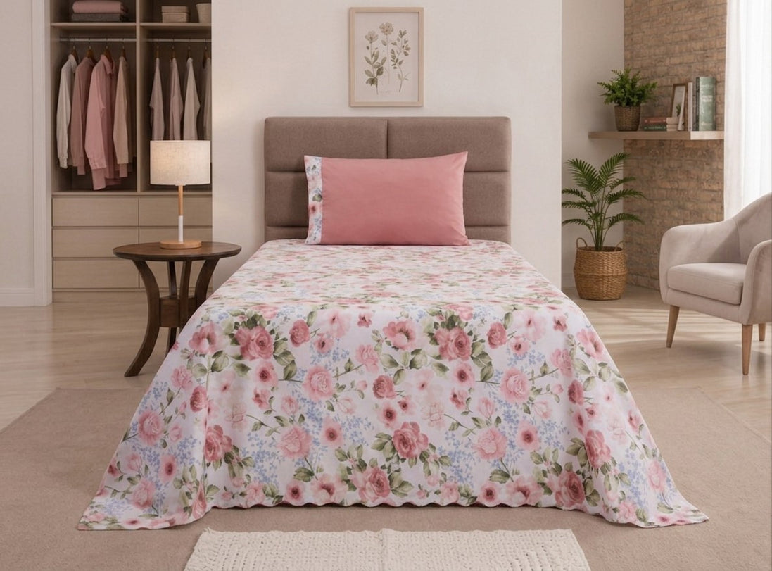 Maison Charlo Bel Single Bedspread Set – Bouquet – 2 Pieces