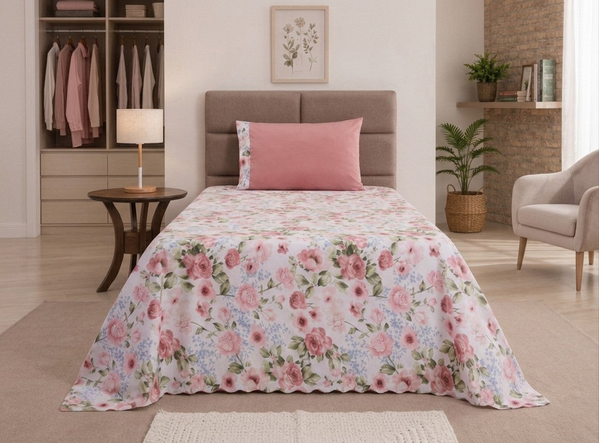 Maison Charlo Bel Single Bedspread Set – Bouquet – 2 Pieces