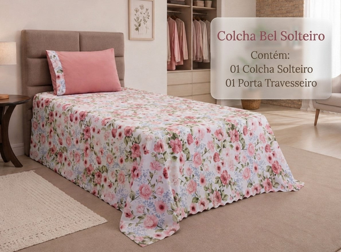 Maison Charlo Bel Single Bedspread Set – Bouquet – 2 Pieces