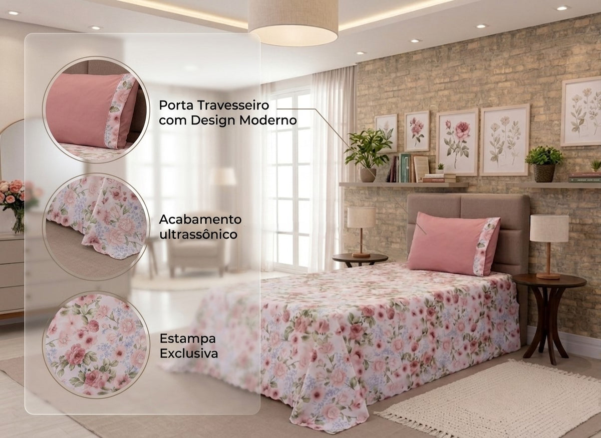 Maison Charlo Bel Single Bedspread Set – Bouquet – 2 Pieces