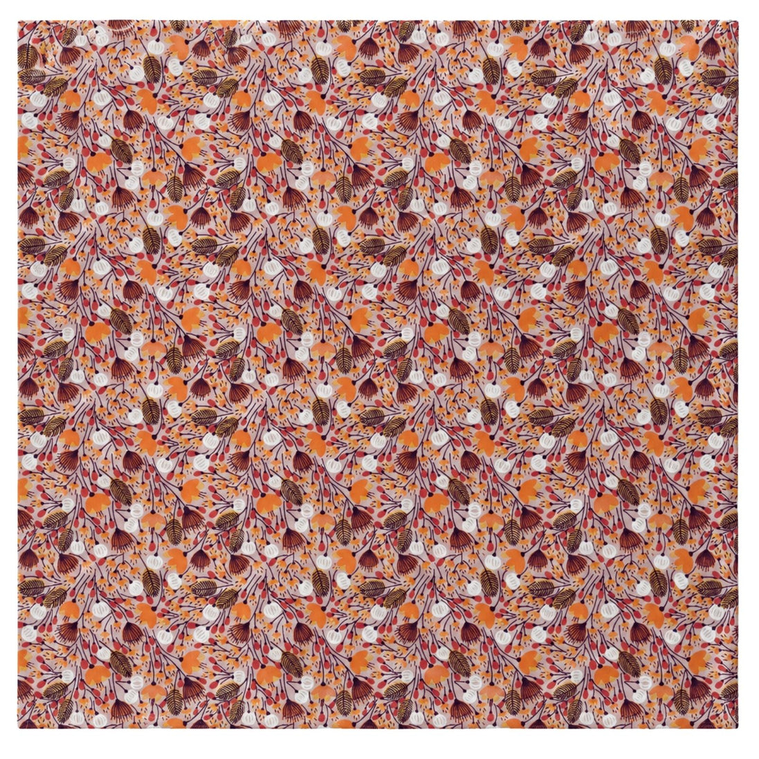 Charlo's Set of 4 Orange 100% Cotton Floral Cerrado Cloth Napkins 15" by 15"