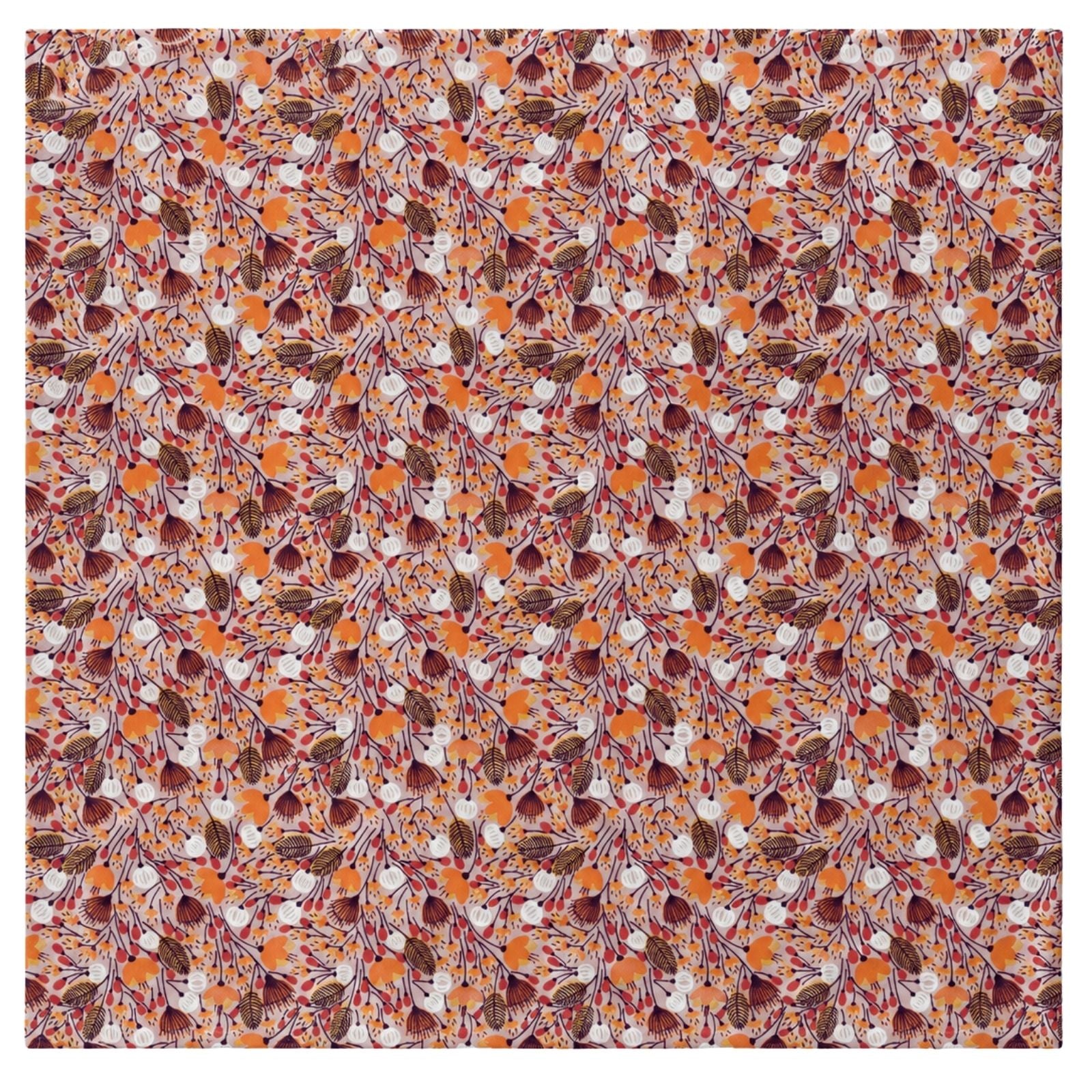 Charlo's Set of 4 Orange 100% Cotton Floral Cerrado Cloth Napkins 15