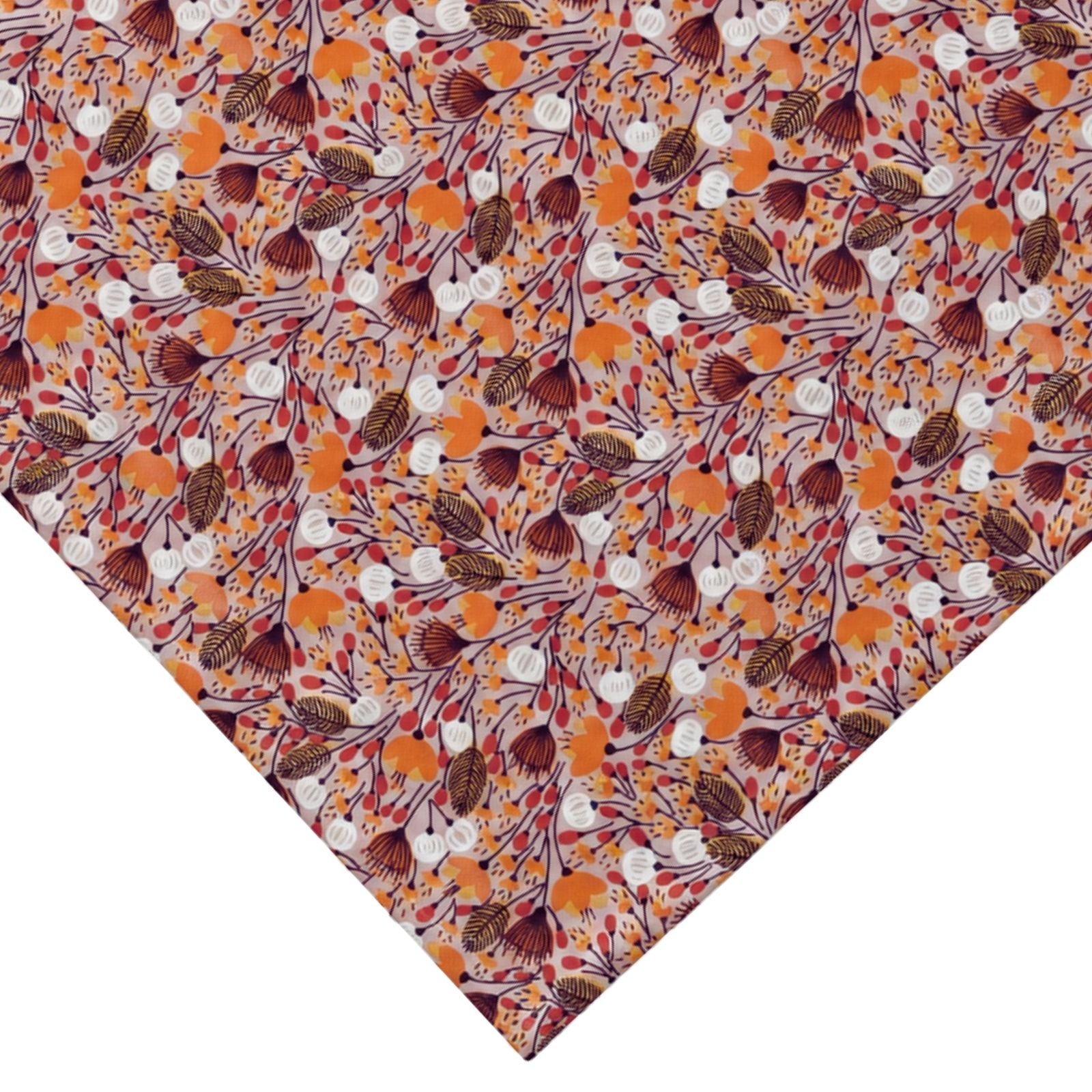Charlo's Set of 4 Orange 100% Cotton Floral Cerrado Cloth Napkins 15