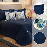 Maison Charlo Soft Florence Reversible Queen Bedspread Set – Blue – 5 Pieces