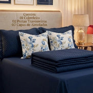 Maison Charlo Soft Florence Reversible Queen Bedspread Set – Blue – 5 Pieces