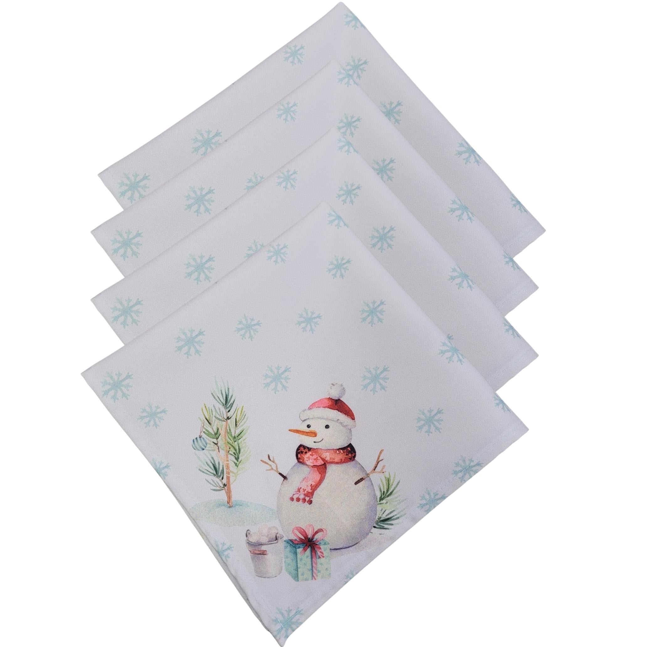 Charlo's Cloth Napkins Set of 4 Christmas Snowman 16