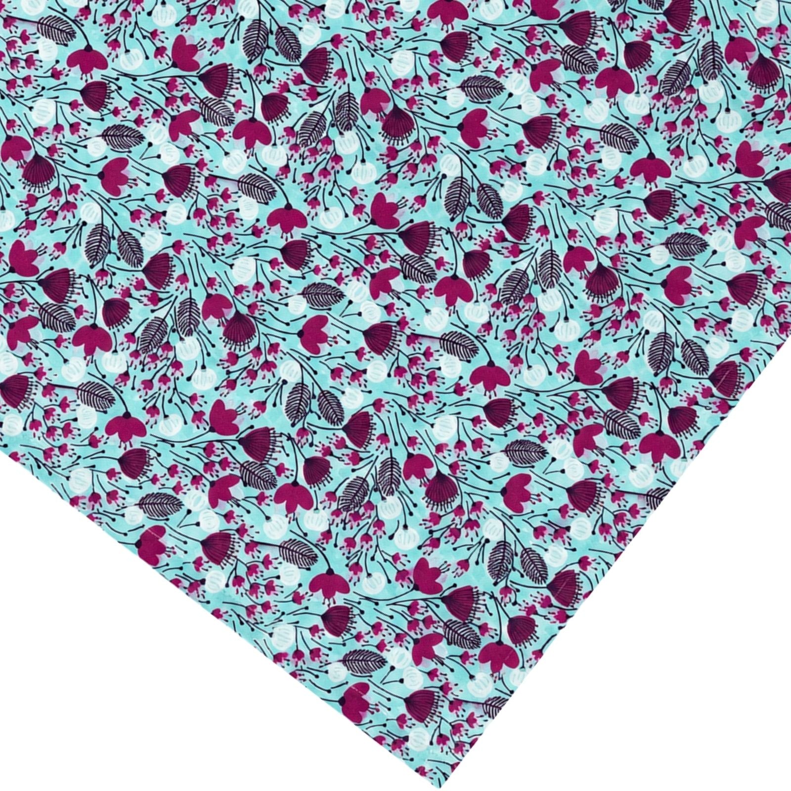 Charlo's Set of 4 Turquoise Blue 100% Cotton Floral Cerrado Cloth Napkins 15